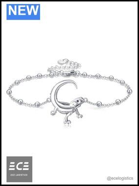 Sterling Silver Bearded Dragon Link Bracelet Adjustable Women's Symbolic